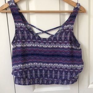 Purple Patterned Crop Top